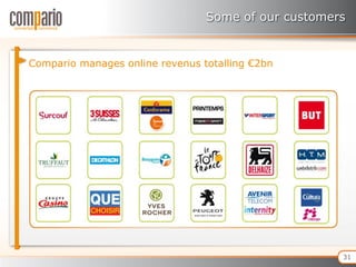 Some of our customers


Compario manages online revenus totalling €2bn




                                                     31
 