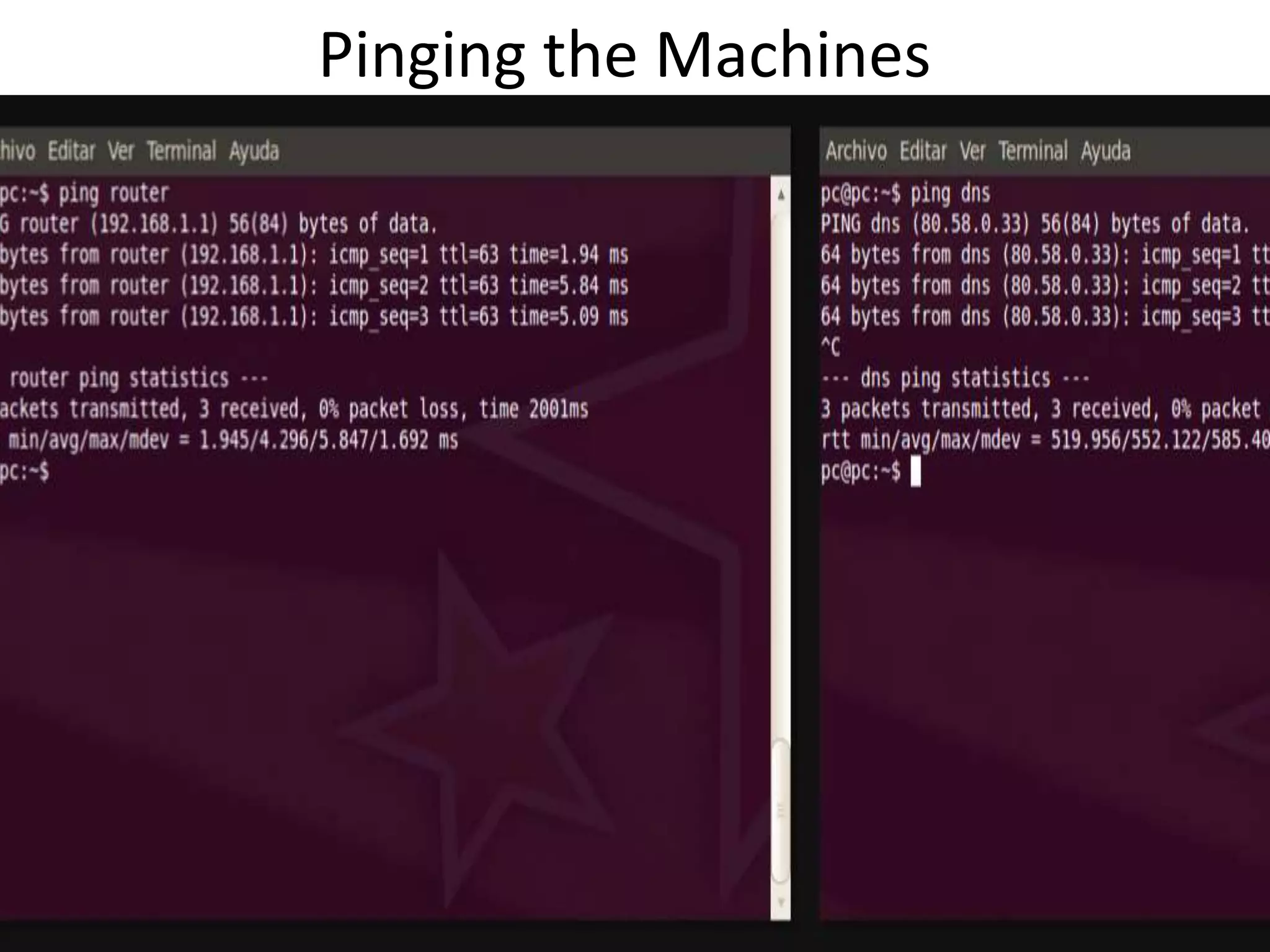 Pinging the Machines
 