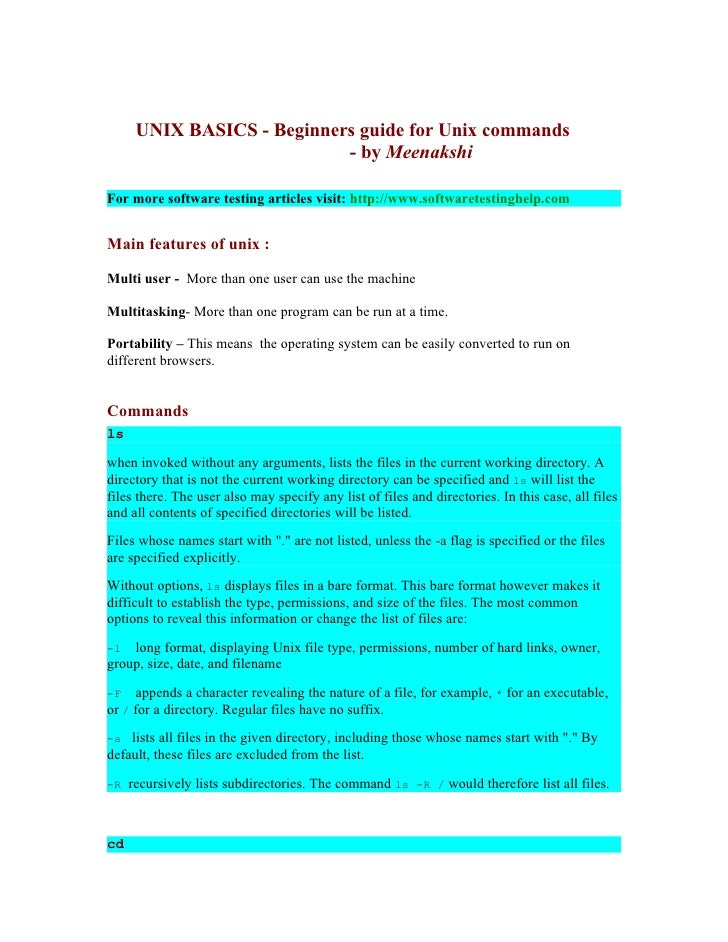 unix basics for beginners pdf