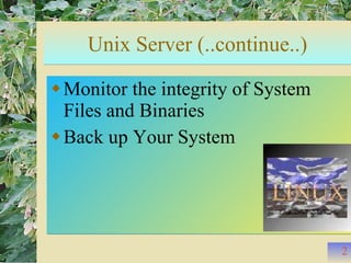 Unix Web servers and FireWall | PPT | Operating Systems | Computer ...
