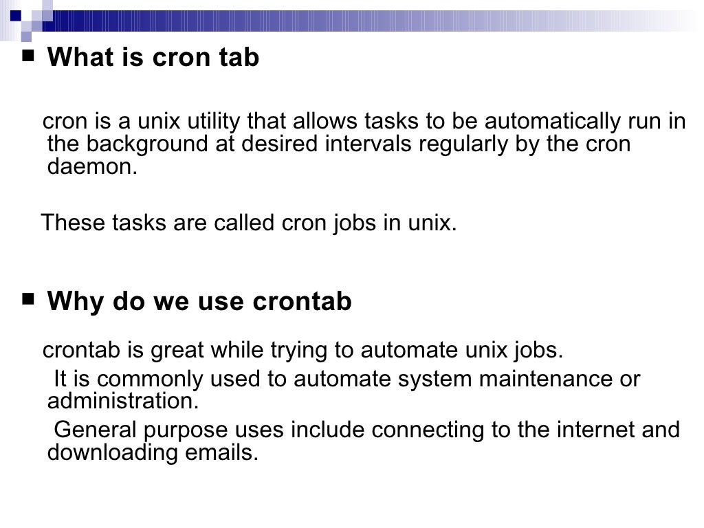 unix crontab basics