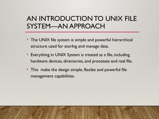 AN Introduction to UNIX File System—An Approach | PPTX