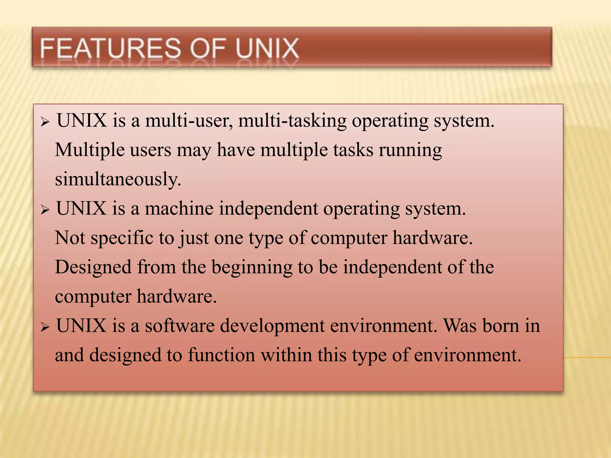 Unix Operating System | PPTX | Operating Systems | Computer Software ...