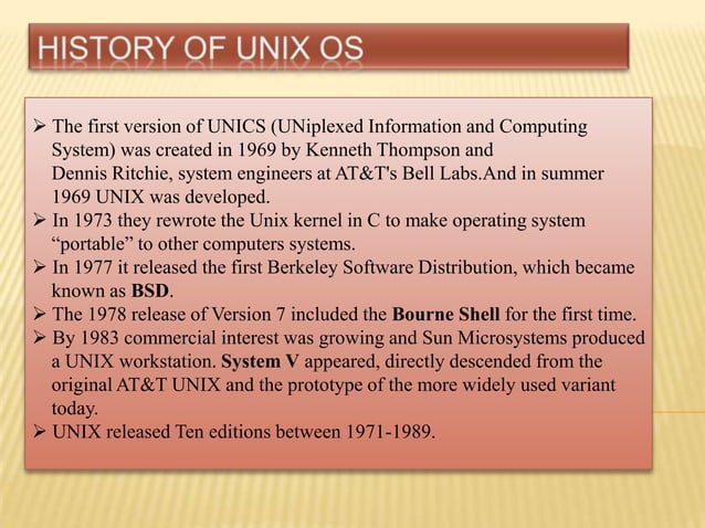Unix Operating System | PPTX | Operating Systems | Computer Software ...