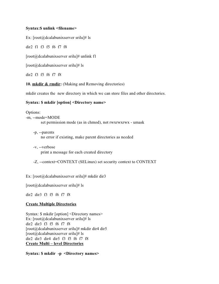 unix lab manual