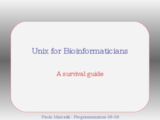 Unix for Bioinformaticians A survival guide Paolo Marcatili - Programmazione 08-09 
