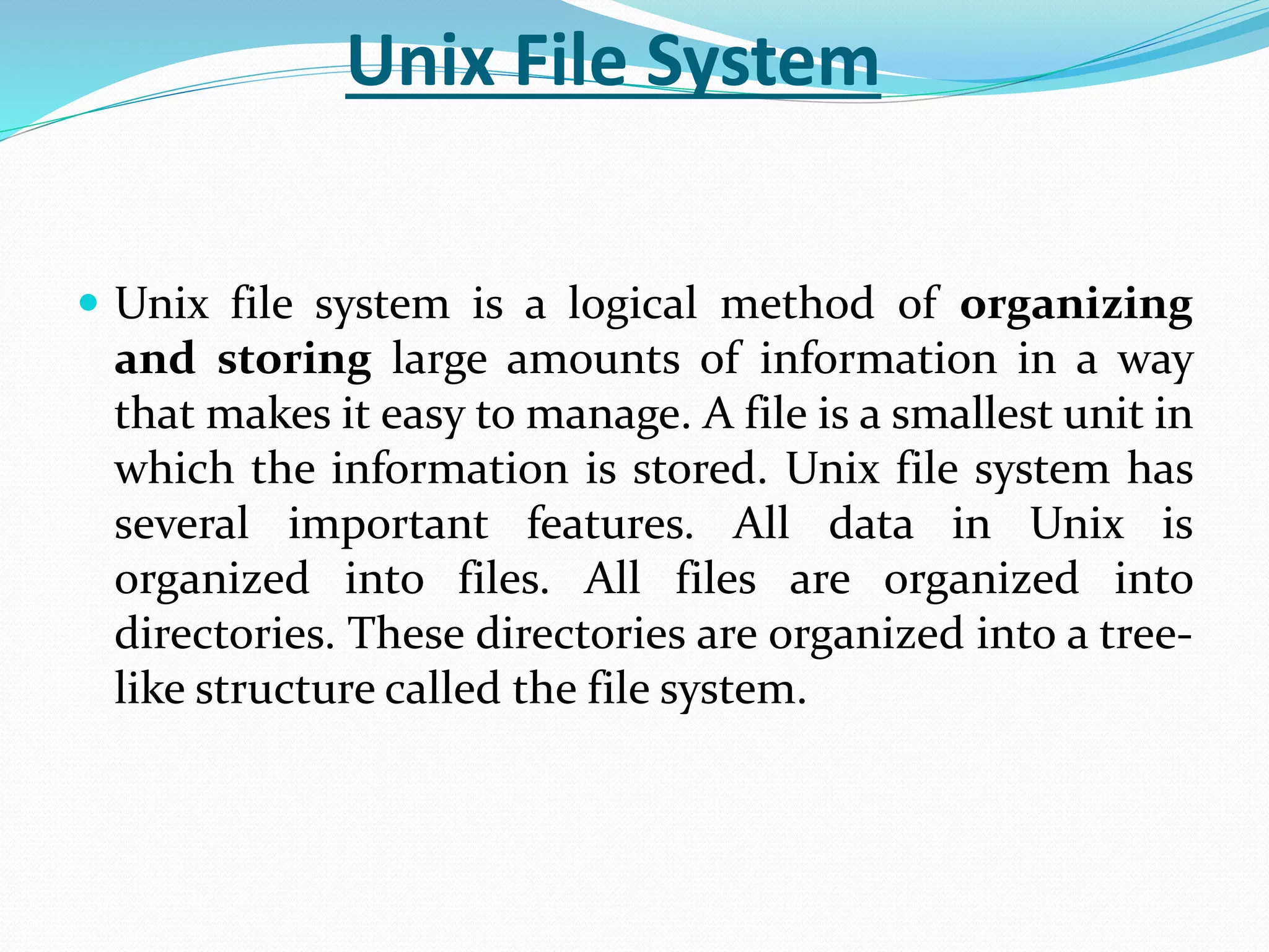 Unix operating system architecture with file structure | PPT