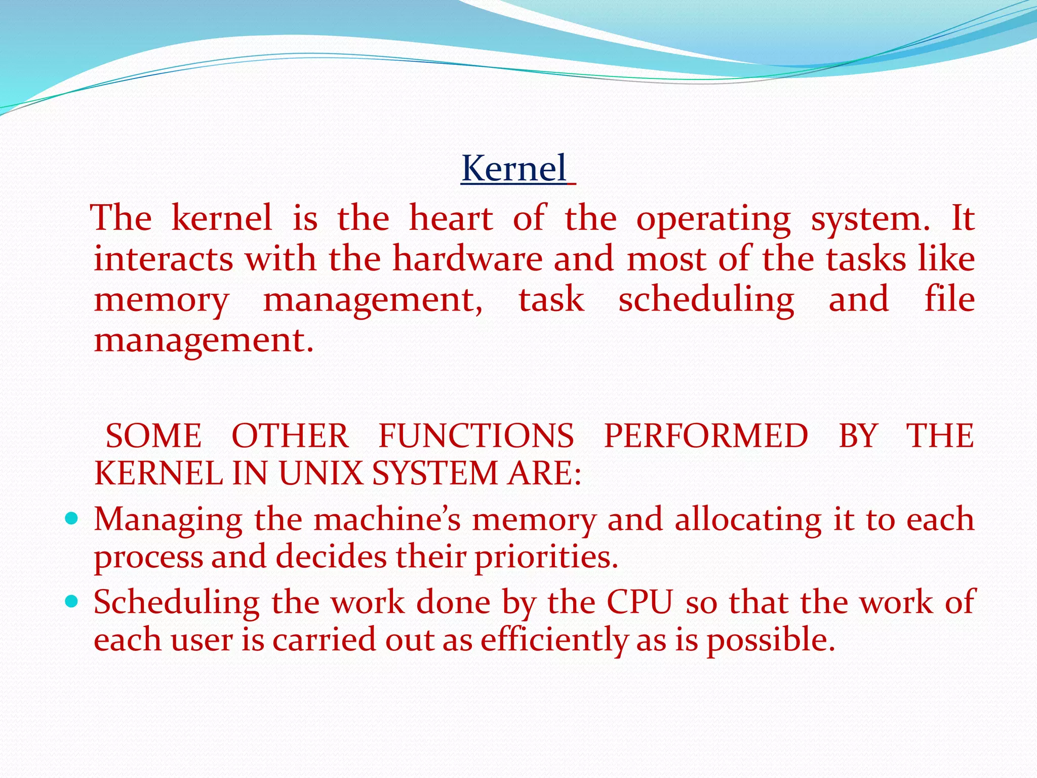 Unix operating system architecture with file structure | PPT