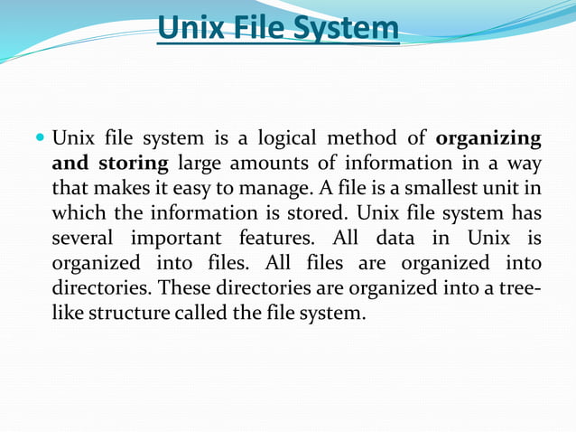 Unix operating system architecture with file structure | PPT