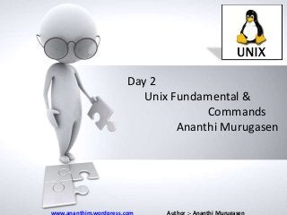 Day 2
Unix Fundamental &
Name of
Commands
presentation
Ananthi Murugasen
• Company name

 