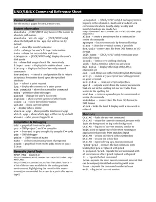 Unix reference sheet | PDF