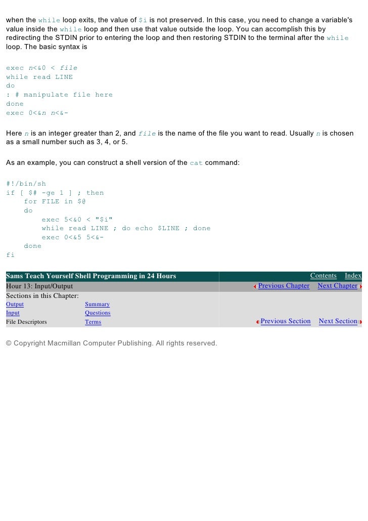 Unix Shell Programming In 24 Hours