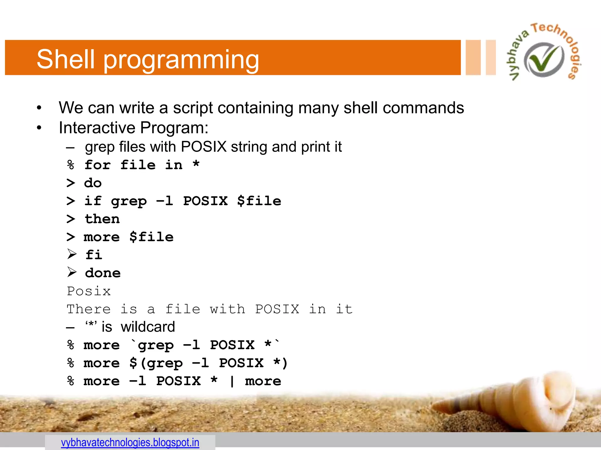 Unix shell scripting