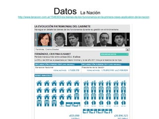 Datos La Nación
http://www.lanacion.com.ar/1546303-los-bienes-de-los-funcionarios-en-la-primera-news-application-de-la-nac...