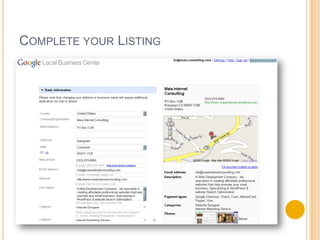 Also from ….Your WebsiteTrade AssociationsBetter Business BureauLocal Chamber of CommerceLocal Business DirectoryLocal City GuidesLocal NewspapersIndustry Specific Vertical DirectoriesLocally focused powerhouses such as CitySearch