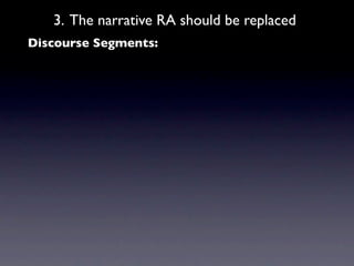 3. The narrative RA should be replaced
Discourse Segments:
 