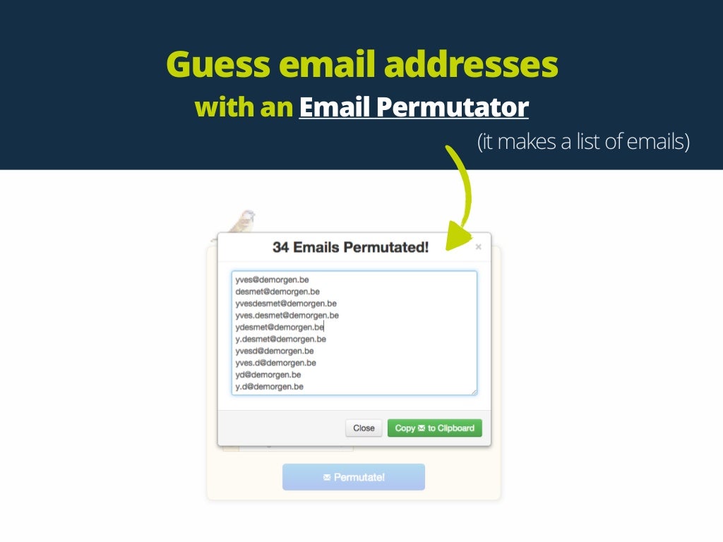 Guess email addresses with