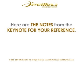 Here are  THE NOTES  from the  KEYNOTE FOR YOUR REFERENCE. 
