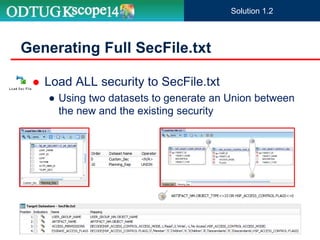 Solution 1.2
 Load ALL security to SecFile.txt
● Using two datasets to generate an Union between
the new and the existing security
Generating Full SecFile.txt
 