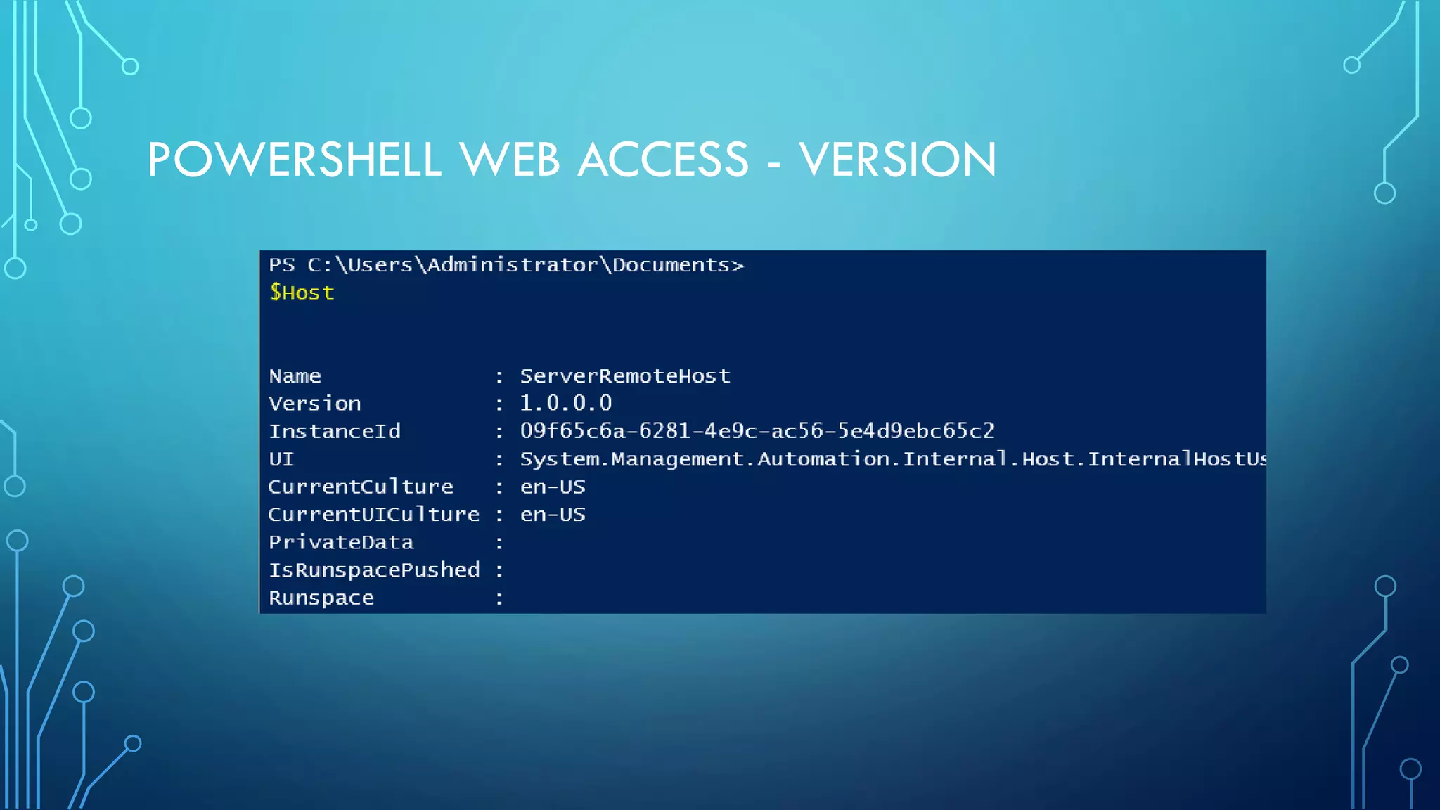 POWERSHELL WEB ACCESS - VERSION
 