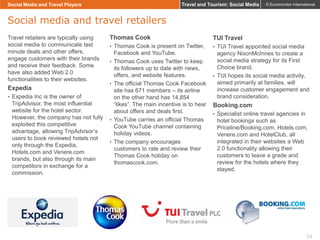 Travel and Tourism: Social Media

Social Media and Travel Players

© Euromonitor International

Social media and travel re...