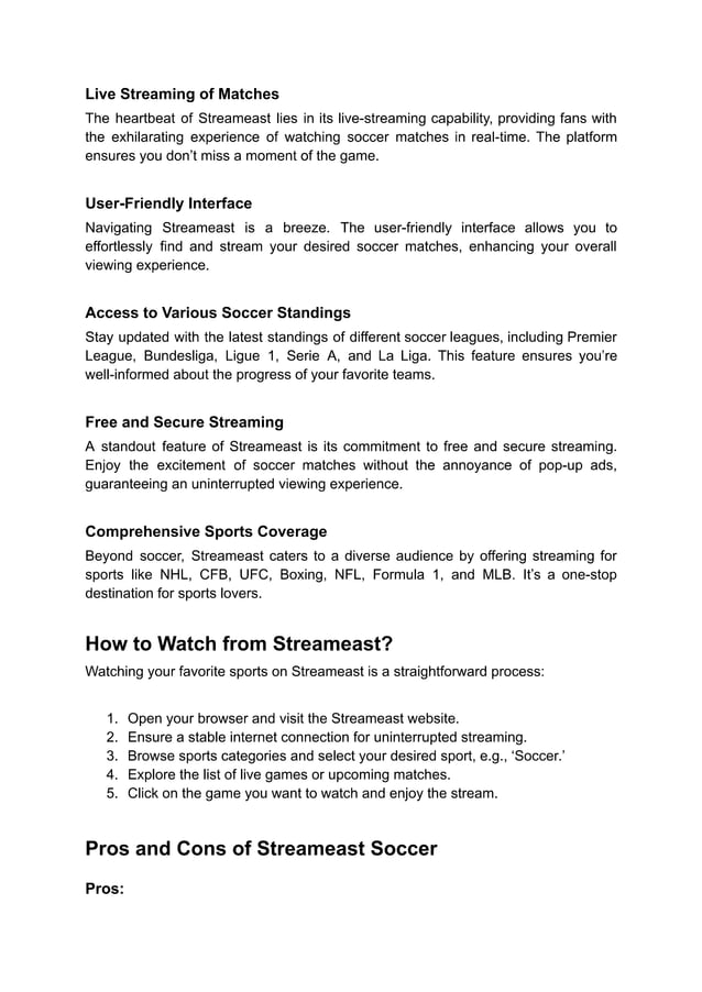 Unleashing the power of streameast soccer a comprehensive guide pdf