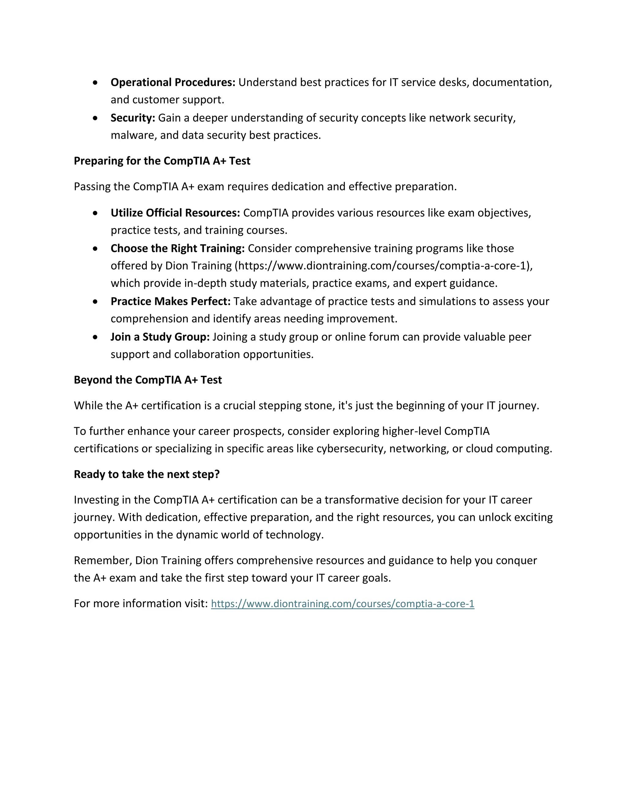 Unleash your IT potential Demystify the CompTIA A+ test! | DOCX ...