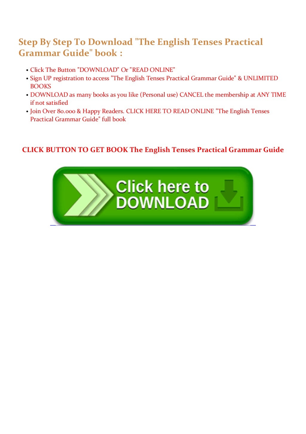 (Unlimited ebook) The English Tenses Practical Grammar Guide (By Phil