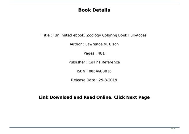 Download Unlimited Ebook Zoology Coloring Book Full Acces