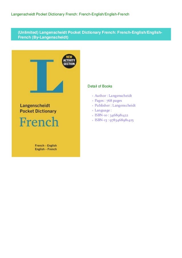 (Unlimited) Langenscheidt Pocket Dictionary French FrenchEnglish