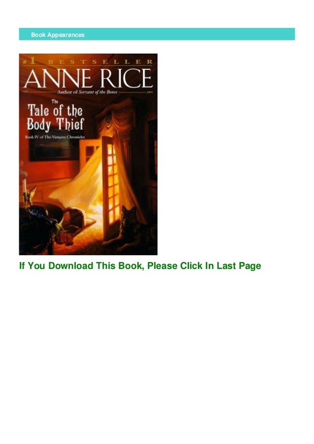 Unlimited The Tale Of The Body Thief The Vampire Chronicles 4