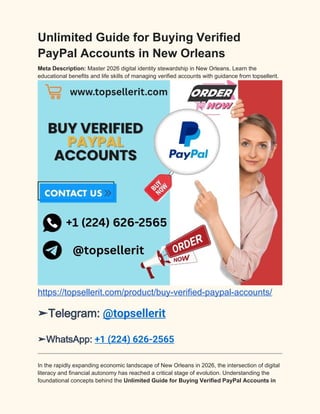 Comprehensive 2026 Guide to Buying Verified PayPal Accounts in New ...