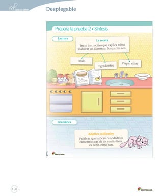 ¿Qué aprendiste? 
Hola Sabrina: 
¿Te acuerdas de mí? Nos conocimos este año durante las vacaciones en la playa Arena 
Blanca. Estábamos juntas en el camping La Pradera. 
Te escribo para saber cómo estás. Tengo muchas cosas que contarte; por ejemplo, me 
gané una medalla en natación. ¿Recuerdas que nadaba todos los días? 
Yo creo que en vacaciones de invierno volveremos a ir con mis papás a la playa. 
Mándame tu número de celular para poder llamarte. 
Te echo de menos. 
no nta 
Sandra 
Lee atentamente el texto y responde las preguntas 7 a 10. 
Rancagua, 20 de mayo de 2013 
7. Une los fragmentos con las partes de la carta. 
Sandra Despedida 
Hola Sabrina Firma 
Te echo de menos Saludo 
90 
106 
Páginas 90 y 91 
Ítem 7 
Considere el ítem logrado si 
los estudiantes relacionaron 
correctamente tres fragmentos 
con las partes de la carta que le 
corresponden. 
 