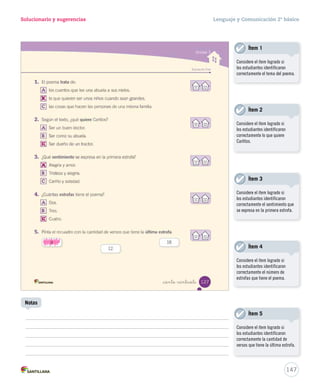 Página 125 
En la biblioteca Unidad 3 
¿Qué tipos de diccionarios existen? 
Los diccionarios sirven para indicar el significado de las palabras. Según la información que 
entregan, existen distintos tipos de diccionarios. 
Diccionarios de la lengua española 
Contienen las palabras en español con sus definiciones. 
Por ejemplo: 
felicidad. femenino. Estado de ánimo alegre. 
Diccionarios de sinónimos y antónimos 
Contienen los sinónimos y los antónimos de las palabras. 
Por ejemplo: 
felicidad. Sinónimo: alegría. 
1. Elige una de estas palabras y busca su definición o traducción en diferentes diccionarios. 
_ciento  inticinco 
rápido – optimista – dulce – preocupado 
Diccionario de la lengua española 
Diccionario de sinónimos y antónimos 
Diccionario de español-inglés 
Antónimo: infelicidad, tristeza. 
También existen diccionarios de 
idiomas, que explican el significado de 
las palabras en otra lengua. Por ejemplo, 
happiness significa felicidad en inglés. 
125 
Lenguaje y Comunicación 2º básico 
Es muy importante que el docente 
explique en qué caso se utiliza 
cada uno de los diccionarios y se 
recomienda que tenga algunos 
ejemplares en la sala de clases 
de manera que los estudiantes 
puedan utilizarlos. 
145 
Aclarando conceptos 
Solucionario 
Diccionario de la lengua española 
rápido: a gran velocidad, que va 
de prisa. 
optimista: mirada favorable de 
las cosas. 
dulce: alimento suave y 
agradable al paladar, como la 
miel o el azúcar. 
preocupado: que provoca 
inquietud. 
Diccionario de sinónimos y 
antónimos 
rápido: veloz / lento. 
optimista: confiado / pesimista. 
dulce: golosina / salado. 
preocupado: intranquilo / 
despreocupado. 
Diccionario español-inglés 
rápido: fast. 
optimista: optimistic. 
dulce: sweet. 
preocupado: worried. 
Notas 
 