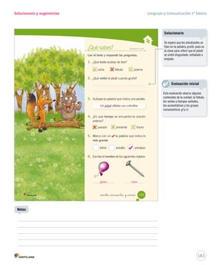 Solucionario y sugerencias Lenguaje y Comunicación 2º básico 
159 
 