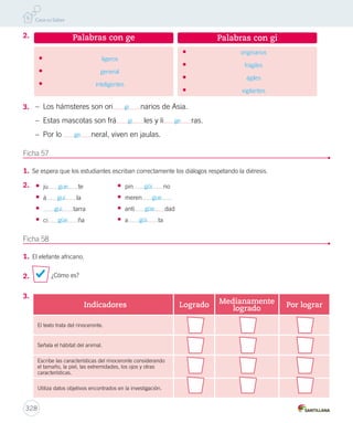 Ficha 53 
1. 
2. 
Ficha 54 
1. 
326 
Tres tristes tigres 
trigaban en un trigal. 
¿Qué tigre trigaba más? 
Los tres igual. 
El transatlántico 
“Atlántida” va por el 
Atlántico con un club de 
atléticos atletas. 
El suelo está enladrillado, 
¿quién lo desenladrillará? 
El desenladrillador que lo 
desenladrillare, 
un buen desenladrillador 
será. 
El suelo está enla dri llado, ¿quién lo desenladrillará? 
El desenladrillador que lo desenladrillare, un buen desenladrillador será. 
El transa tlán tico “Atlántida” va por el 
Atlántico con un club de atléticos 
a tle tas. 
Tres tris tes tigres trigaban en un trigal. 
¿Qué tigre tri gaba más? 
Los tres igual. 
• Sra. : señora . 
• Ud. : usted . 
• Atte. : atentamente . 
 