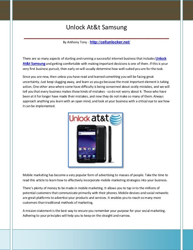 Unlock at&t samsung