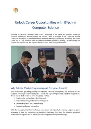 Unlock Career Opportunities with BTech in Computer Science. | PDF