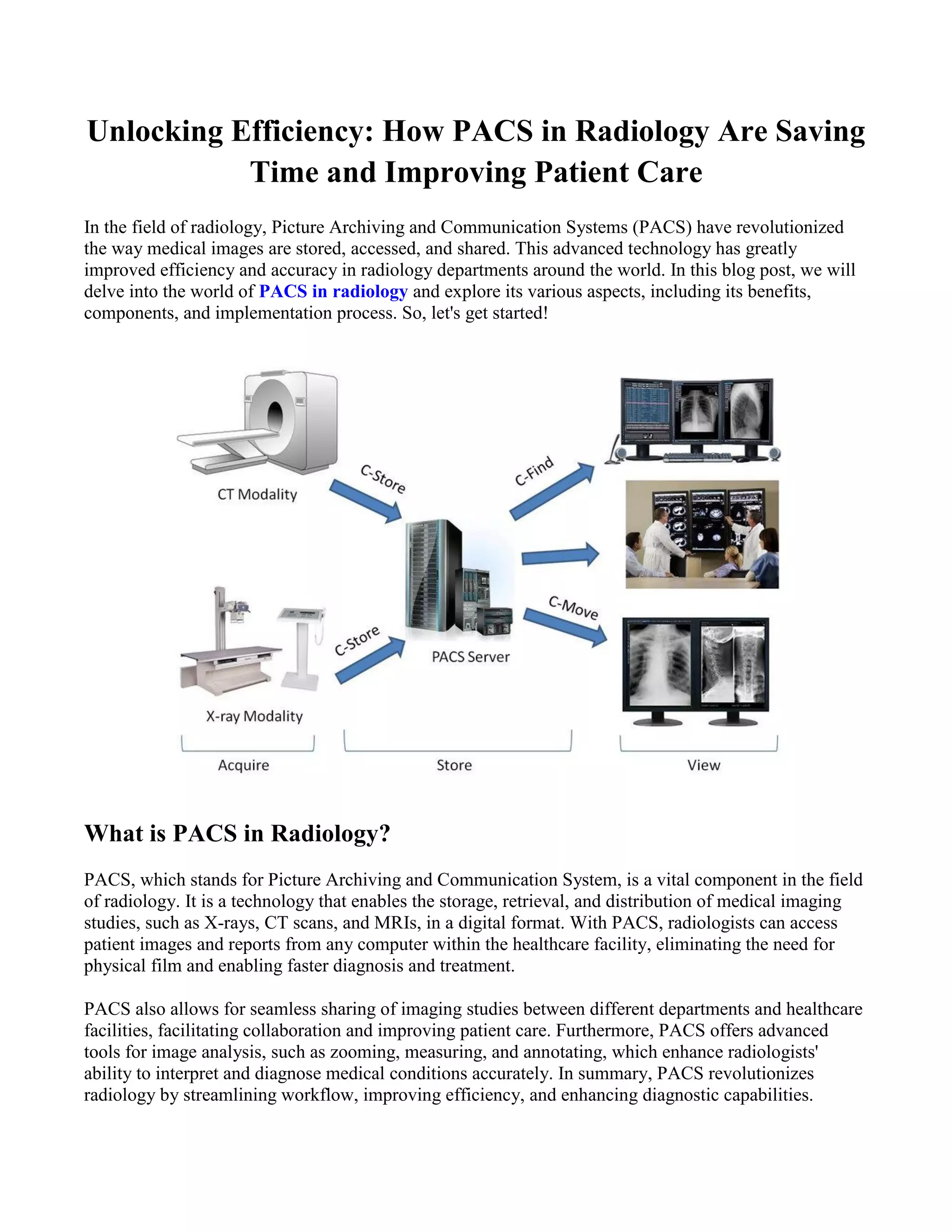 Unlocking Efficiency How PACS in Radiology Are Saving Time and