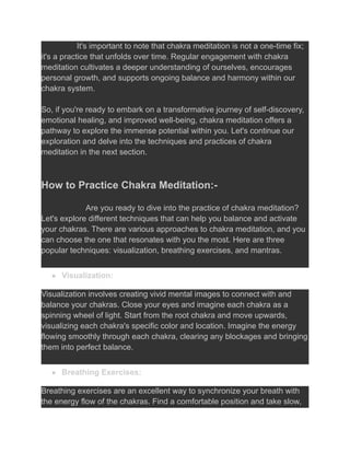 Chakra Meditation Techniques Pdf