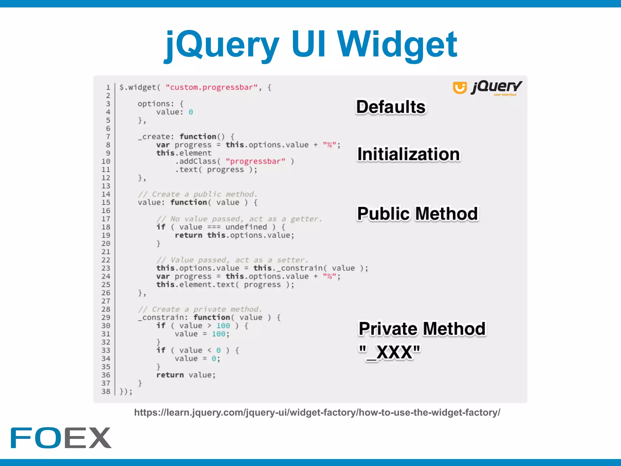 jQuery UI Widget
https://learn.jquery.com/jquery-ui/widget-factory/how-to-use-the-widget-factory/
 