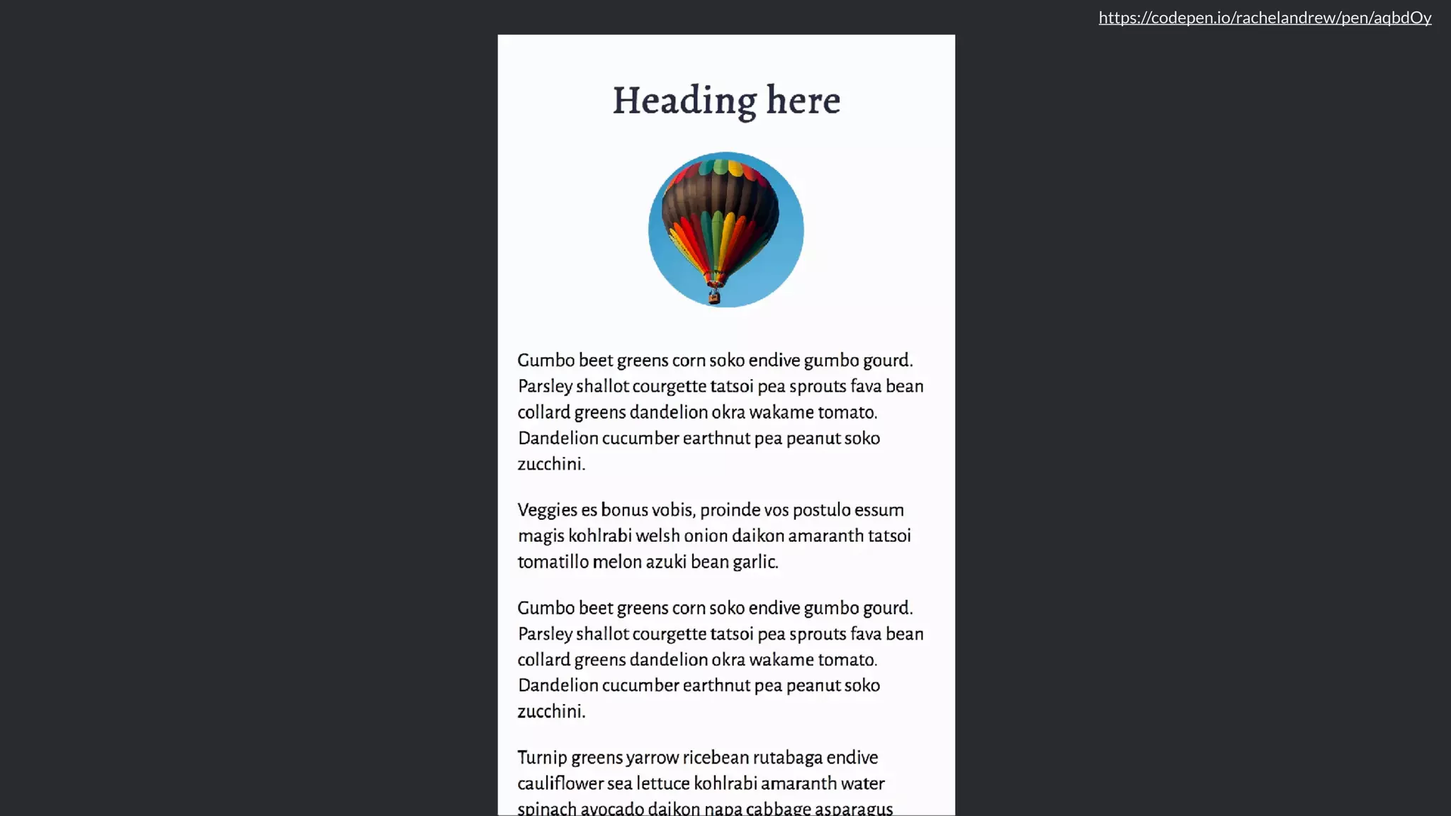 https://codepen.io/rachelandrew/pen/aqbdOy
 