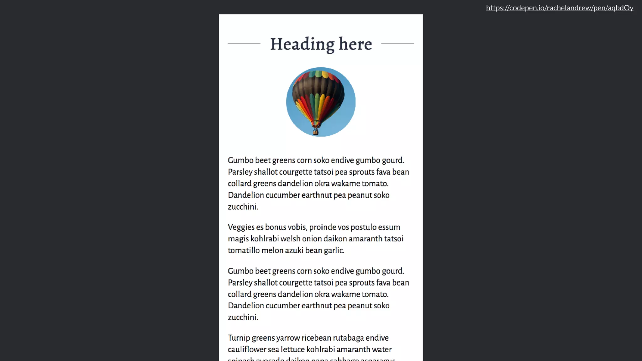 https://codepen.io/rachelandrew/pen/aqbdOy
 