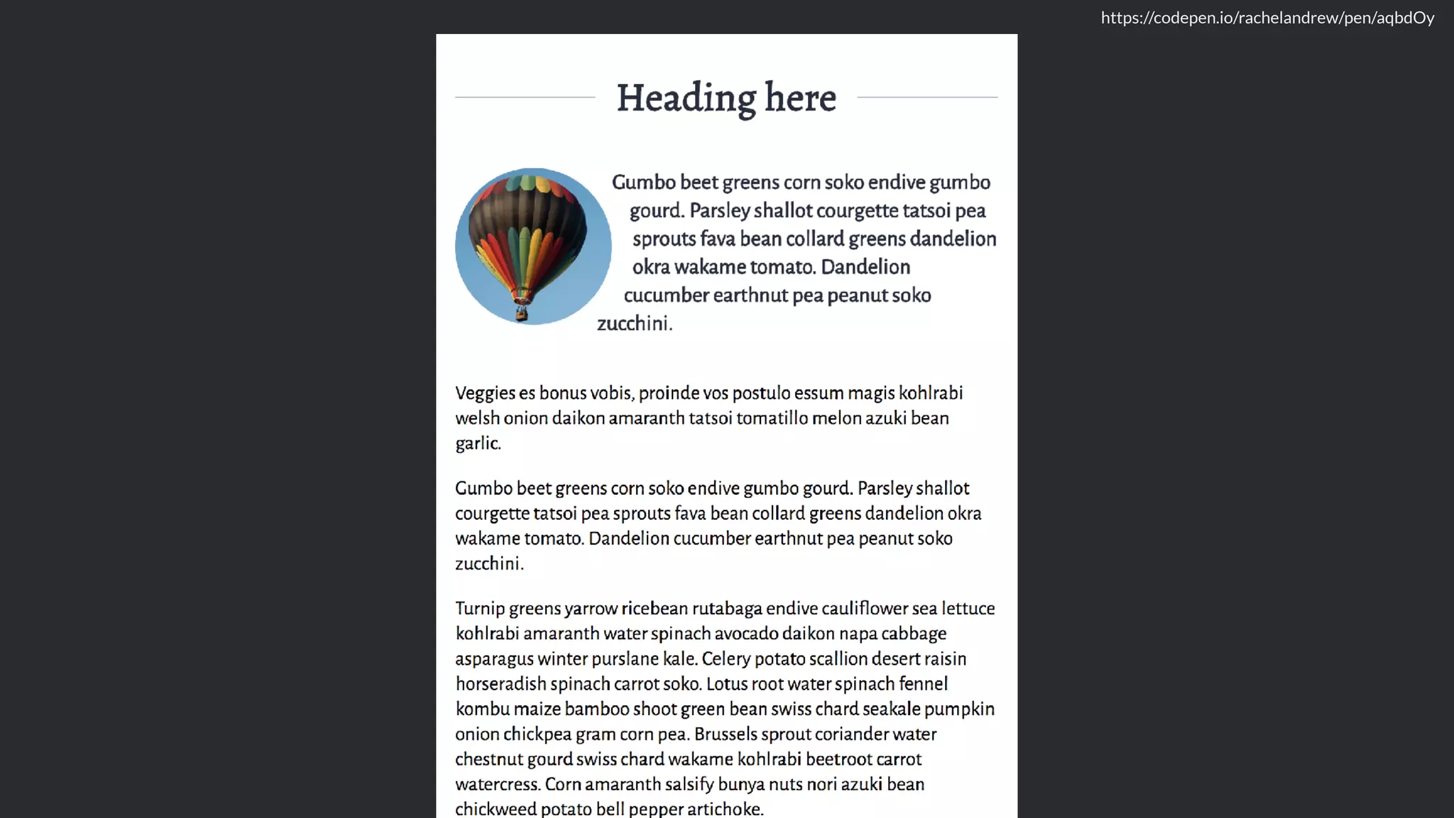 https://codepen.io/rachelandrew/pen/aqbdOy
 