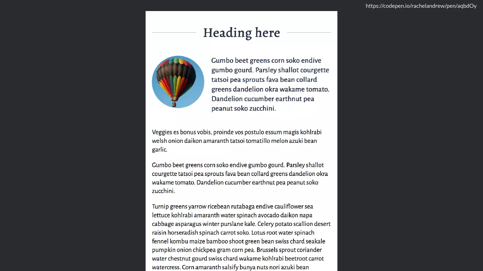 https://codepen.io/rachelandrew/pen/aqbdOy
 