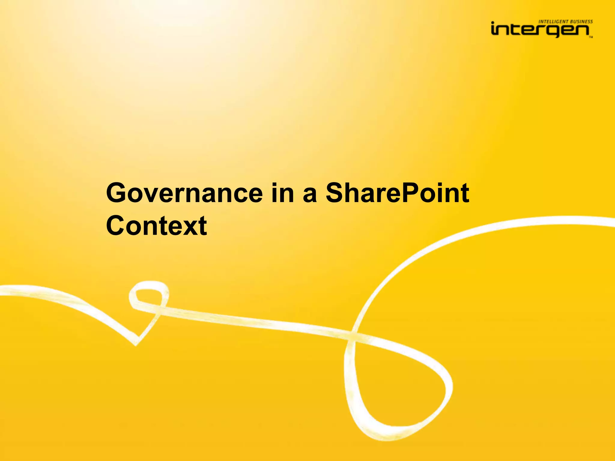 Governance in a SharePoint Context