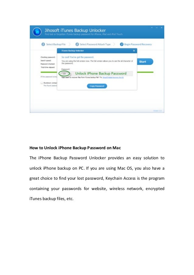 how to change password to unlock iphone backup