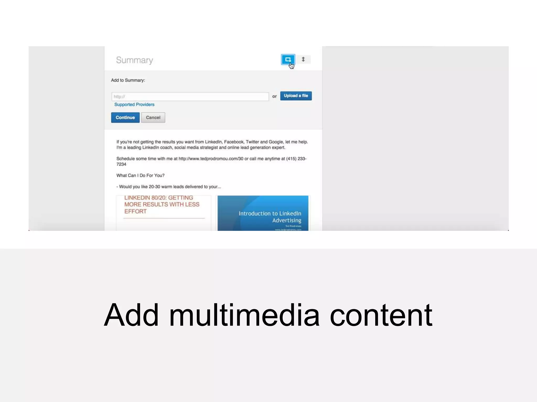 Add multimedia content
 