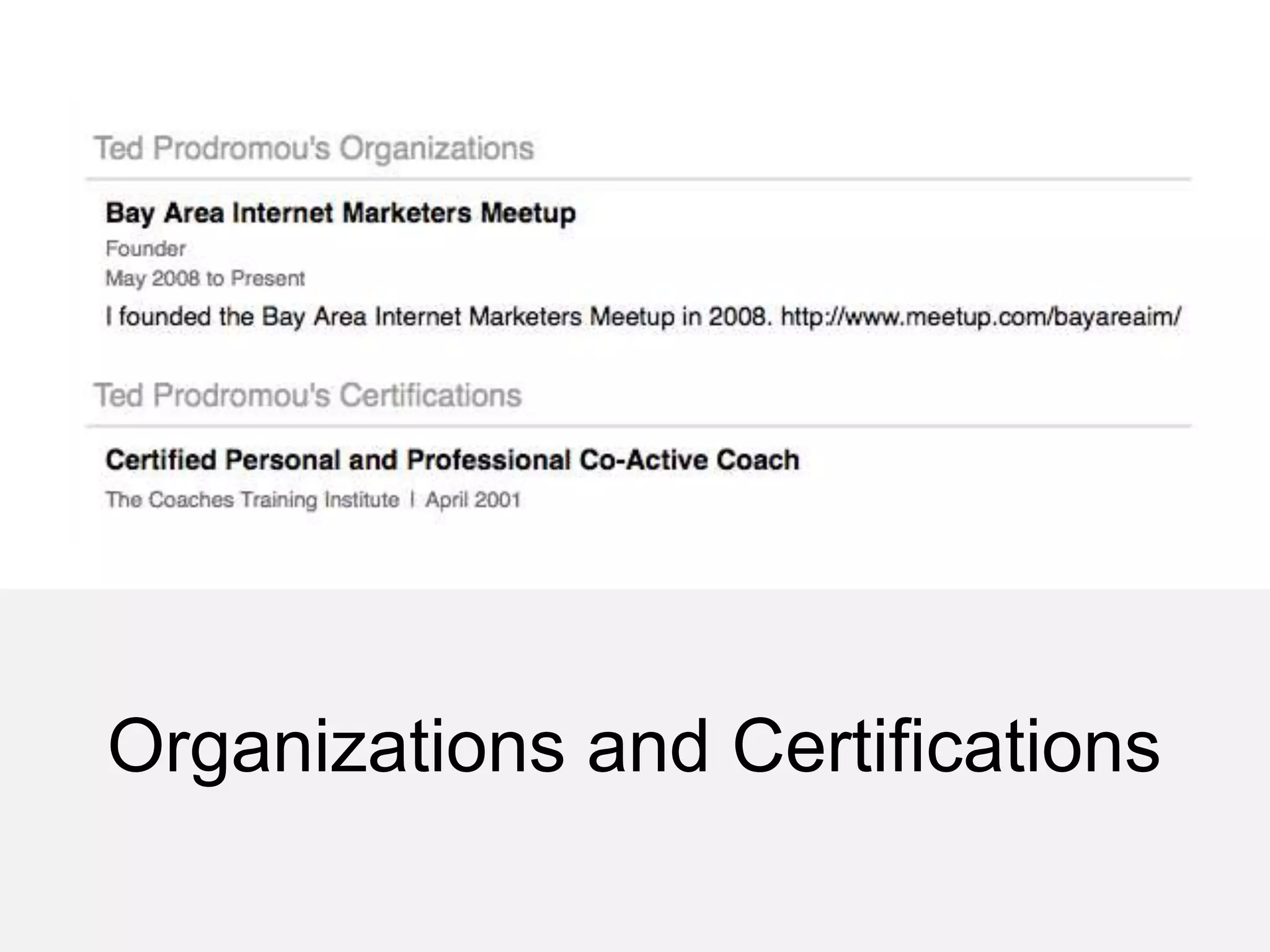 Organizations and Certifications
 