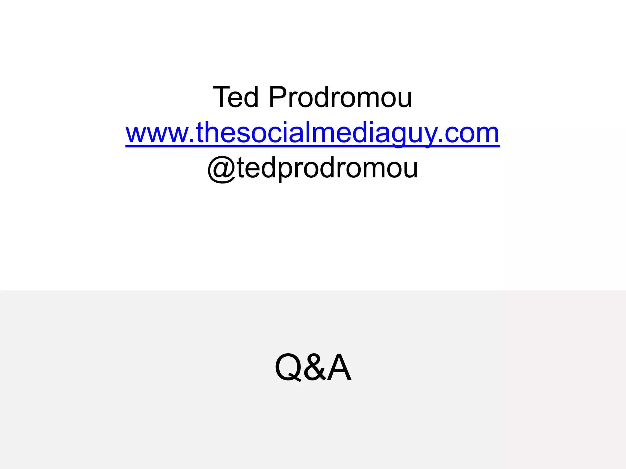 Q&A
Ted Prodromou
www.thesocialmediaguy.com
@tedprodromou
 